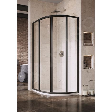 Ravak Supernova - Cabine de douche quart de rond en quatre parties SKCP4-80, 775-795 mm, noir/verre clair 3114O302Z1 (1/4)