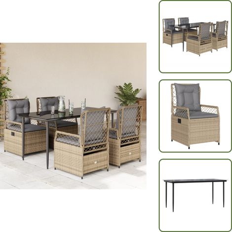Cuscini da seduta - vidaXL Set da Pranzo da Giardino 5 pz con Cuscini Beige in Polyrattan - Cuscini sfoderabili