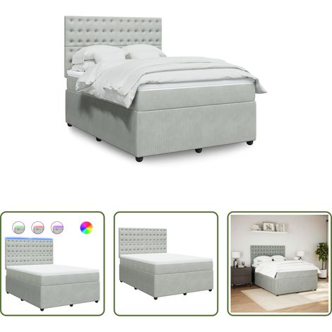 Matratze -  Boxspringbett mit Matratze Hellgrau 160x200 cm Samt (1/5)