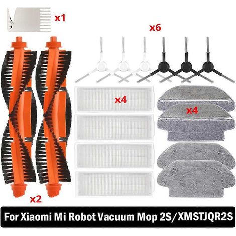 Accessoires pour aspirateur robot laveur Xiaomi Mijia 2S XMSTJQR2S 3C STYJ02YM : lingettes de nettoyage, brosse principale latérale