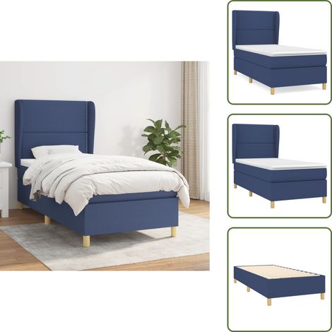 Materasso morbido - vidaXL Giroletto a Molle con Materasso Blu 90x190 cm in Tessuto - Letto con testiera regolabile