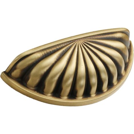 Poignée de porte de cuisine en métal 76 mm, forme coquille en laiton, lot de 10, finition cuivre moka, accessoires pour meubles et tiroirs, usage quotidien pour chambre et cuisine (1/5)