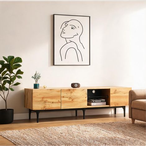 Meuble TV en MDF avec éclairage LED 175 cm 175 x 31 x 41 cm (1/5)
