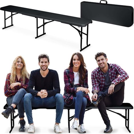 Panca da giardino pieghevole per catering, 180 cm, Plonos, nera
