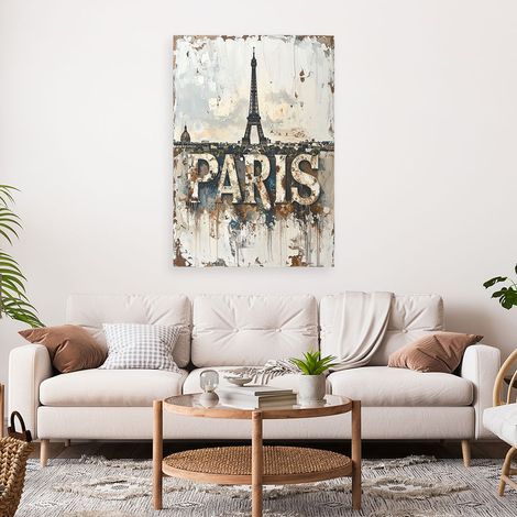 Wandbild Paris Shabby Chic Schriftzug 40x60 (1/4)