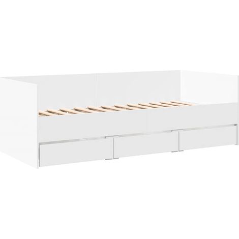 Sofá cama con cajones sin colchón blanco 90x200 cm vidaXL