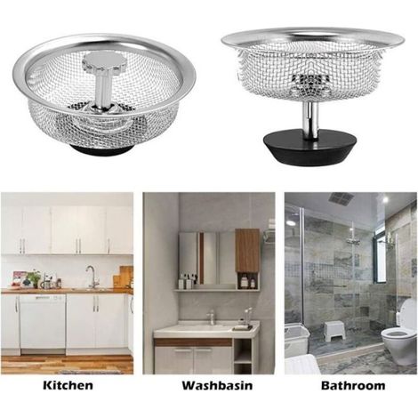 Crépine / filtre pour évier - - Inox - Réglable - 2 pièces (1/4)