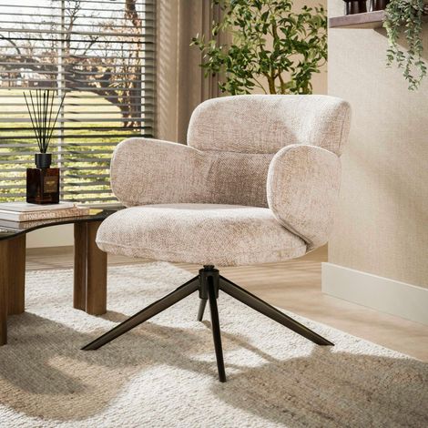Fauteuil pivotant tissu sable à retour automatique CREEK (1/5)