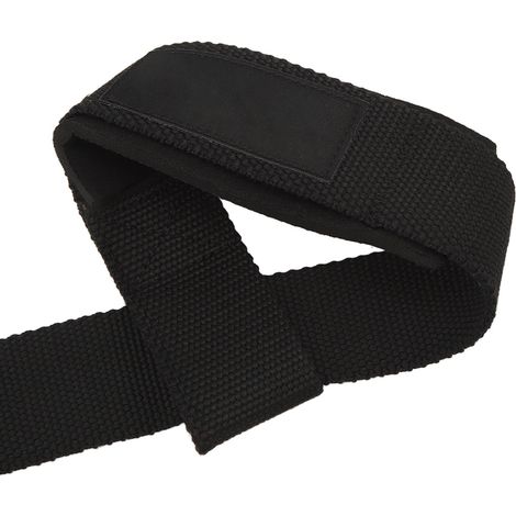 1 paire de sangles de poignet pour haltérophilie, musculation, force athlétique, soulevé de terre, antidérapantes, en polyester noir (1/5)