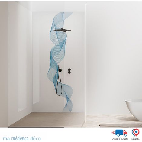 Panneau de douche : Vague dorée 4 - Couleur Bleu clair - Alu composite - 90 - 245 (1/2)