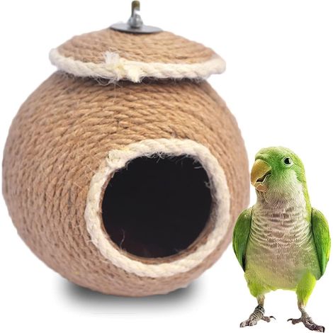 Nichoir, maison pour perruches en cage, en corde tressée de noix de coco, nid d'élevage pour perruches ondulées, conures et canaris. (1/5)