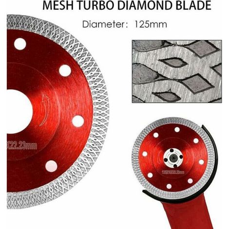 Disque diamant 125 mm pour carrelage Coupe sèche et humide Alésage 22,23 mm Compatible meuleuses d'angle et machines à marbrer (1/4)