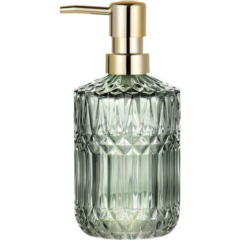Distributeurs de Savon Liquide Rechargeable en Verre pour Détergent à Vaisselle, Lotion de Shampoing, Comptoir de Salle de Bain, Cuisine,(Vert) 390ml (1/5)