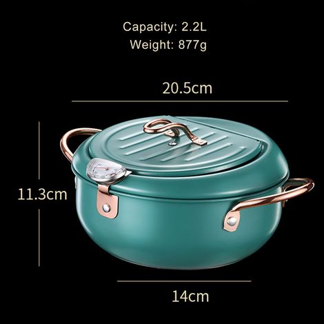 Friteuse en acier inoxydable de style japonais avec thermomètre et égouttoir à huile pour frites, crevettes, poulet, poisson (1/5)