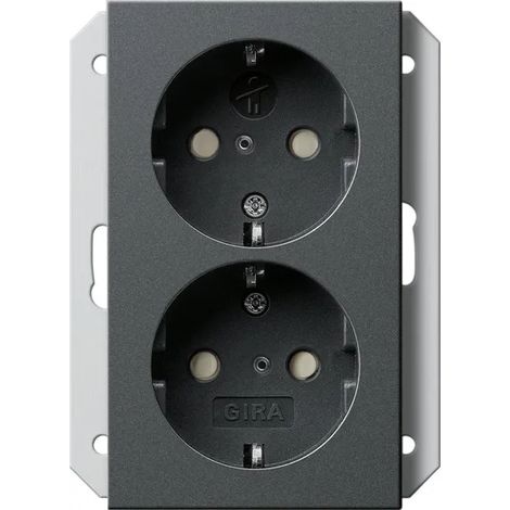 Gira 2f-SCHUKO-Steckd. SP f. UP-Dose 1f System 55 Anthrazit [273128], 2731 28