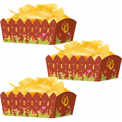 Cajas para patatas fritas y snacks CABALLOS Granja de caballos Cumpleaños 3 piezas. (1/5)