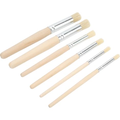 Ensemble de 6 pinceaux à pochoir en bois, ergonomiques, adaptés à la peinture à l'aquarelle et aux loisirs créatifs.