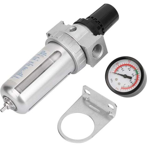 Régulateur de filtre à eau pour compresseur d’air – raccord BSP 1/2″, avec piège à condensat intégré et montage rapide (1/4)