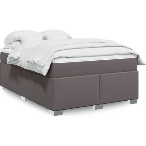 Boxspringbett mit Matratze Grau 140x200 cm Kunstleder
