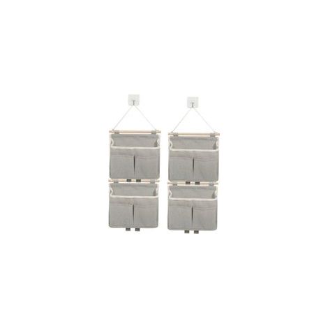 Ensemble de 4 sacs de rangement muraux, à suspendre à la porte, fixation murale, organiseur suspendu, pour dossiers et magazines, imperméable, en lin et coton, pour salon, chambre, salle de bain (1/5)