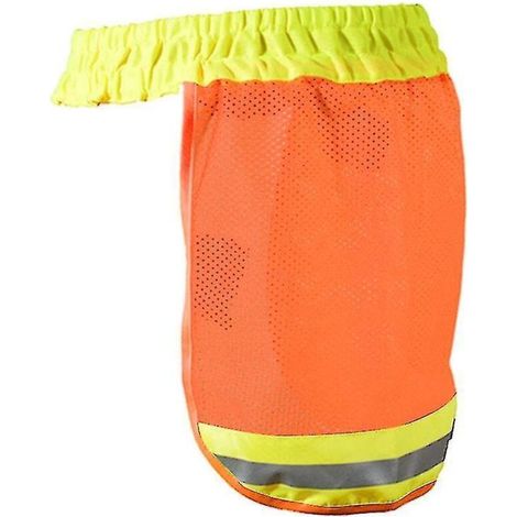 Protection solaire orange pour casque de sécurité avec cache-nuque en maille réfléchissante haute visibilité et protection solaire. (1/5)