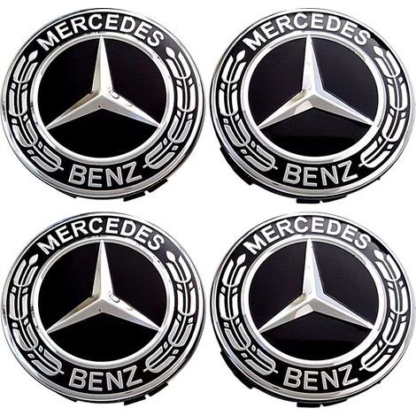 4 pièces Cache Moyeux Compatible with Mercedes Benz 75mm Cache de Roue Centrale ABS Accessoires de Voiture (1/5)