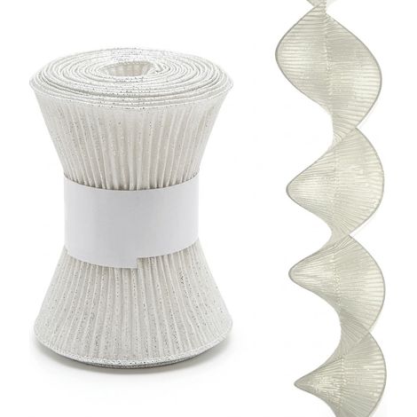 Nastro nastrino onda spirale Bianco cm 180 per decorazioni addobbi albero di natale natalizi in tessuto moderno e particolareDotato di Anima Rigida ai Bordi per Mantenere la Forma (1/5)