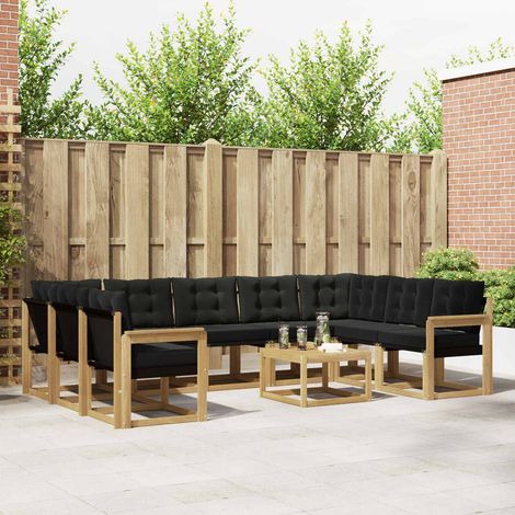 vidaXL Ensemble de canapés d'extérieur 10 pcs Blanc et noir (1/5)