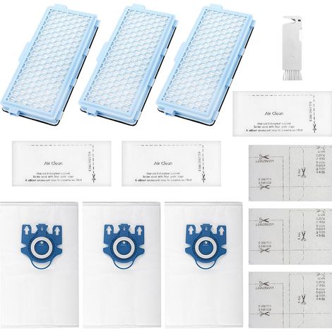Complete C2&C3, S5000, S8000, Kit d'accessoires Filtre pour Miele Aspirateur, avec 3 Sacs, 3 Filtre pour Moteur, 6 Microfiltres, 1 Brosse (1/5)