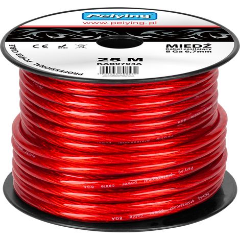 Cavo automobilistico in rame da 8 AWG, diametro esterno 6,7 mm, lunghezza 25 m. (1/2)