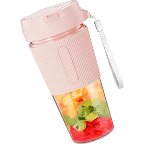 Blender/extracteur de jus portable 2 lames 300 ml rechargeable USB multifonction rose (1/5)