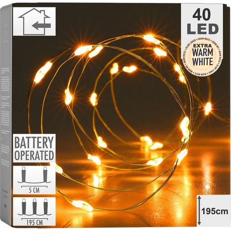 Illuminazione natalizia con 40 led bianco caldo su filo oro, lunga 195 cm (1/5)