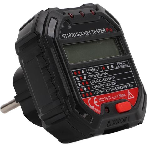 Testeur de prises multifonctionnel HT107D, détecteur de fil de terre à affichage numérique, prise standard européenne 90-250 V / 45-65 Hz