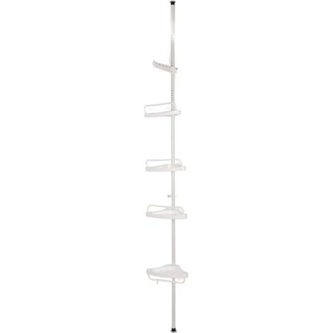 Rangement Etagère D'angle de Douche avec 4 Etagères, Blanc (1/5)