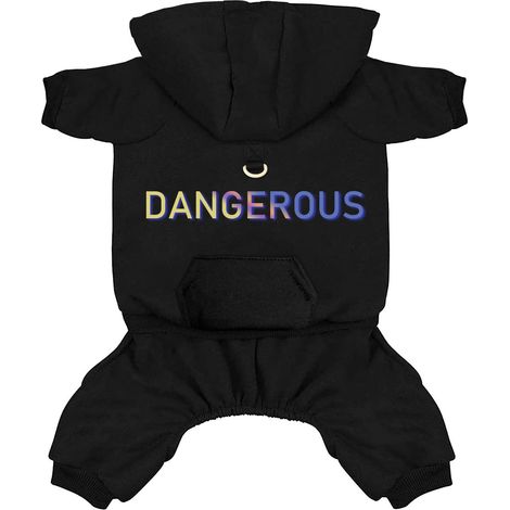 Vêtement Chien Sweat à Capuche avec Combinaison et Anneau de Laisse Veste Manteau d'hiver Chaud pour Petit Moyen Chien Noir (1/5)