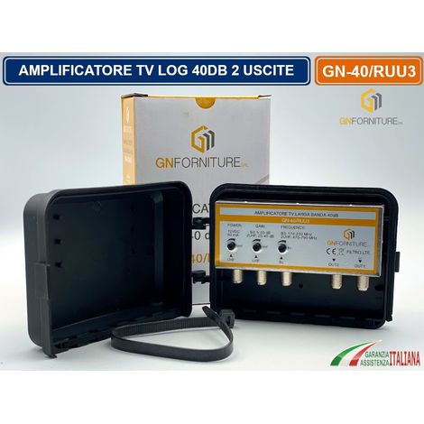 AMPLIFICATORE TV LOG PER ANTENNA 3 INGRESSO 2 USCITE GUADAGNO 40dB LOG FREQUENZE DA 174 A 790 MHZ (1/4)