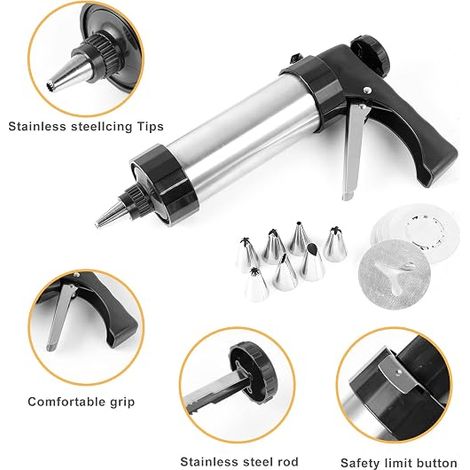 Machine A Churros Appareil A Seringue Patisserie Inox Professionnelle Presse A Biscuit Pistolet Avec 13 Disques Et 8 (1/5)