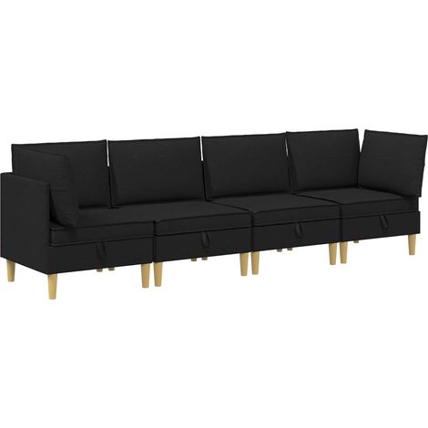 vidaXL Modular Sofa Set with Storage 4 pcs Black Fabric