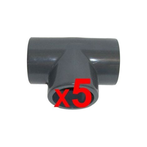 Lot de 5 Tés à coller Pvc pression diam. 50