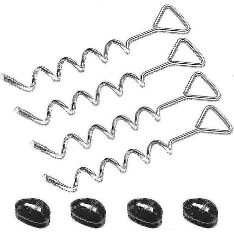 Set mit 4 Trampolin-Verankerungsheringen – Robuste, verzinkte Stahlanker mit starken Gurten, ideal für Garten, Camping und Schaukeln (1/4)
