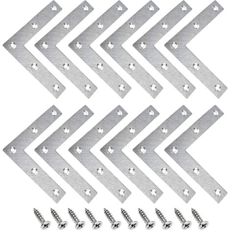 Equerre Metal Plate 15 Pièces en Acier Inoxydable - Angle de Fixation Forme L, Plats Droits Support, Connecteur D'angle Plaque Perforée, 8080MM (1/5)