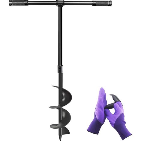 Tarière Manuelle, 150mmØ x 960mm Tariere de Jardin, Tarière de Terre avec Gloves, Tariere pour Faire Trou Planter des Arbres Arbustes Culture (1/5)