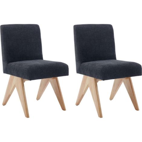Juego de 2 Sillas de Comedor Tapizadas de Cocina Rústicas con Patas de Madera para Salón Restaurante, Antracita, Wahson (1/5)