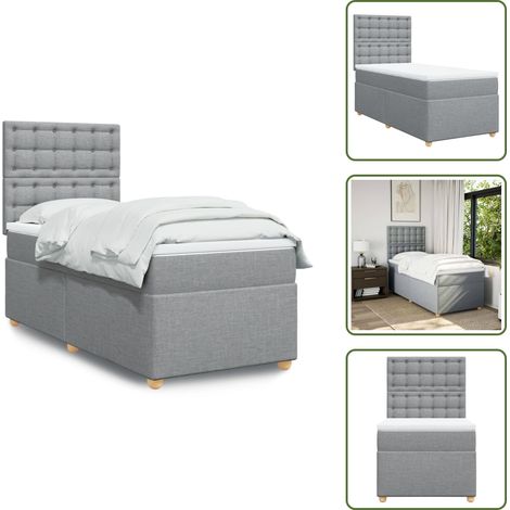 Cabecero ajustable - vidaXL Cama box spring con colchón tela gris claro 80x200 cm - Colchón ensacado