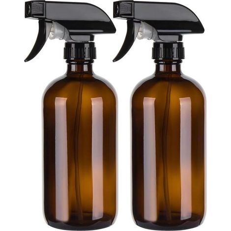Lot de 2 flacons vaporisateurs vides en verre ambré de 500 ml pour le nettoyage, les cheveux, le jardinage et les huiles essentielle (1/5)