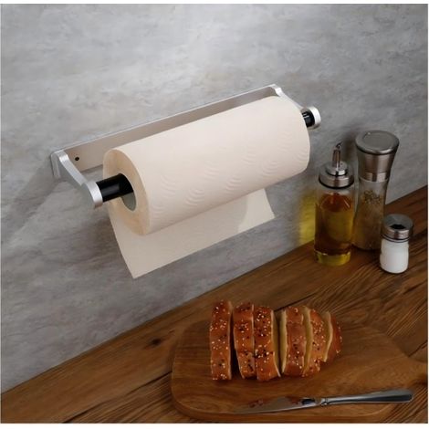 Porte-essuie-tout mural en aluminium brossé, support fixé au mur pour rouleau de papier absorbant de cuisine