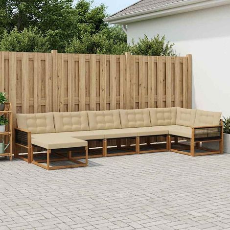 vidaXL Outdoor-Sofagarnitur 7 Stk. Natur und Beige Massivholz Akazie (1/5)