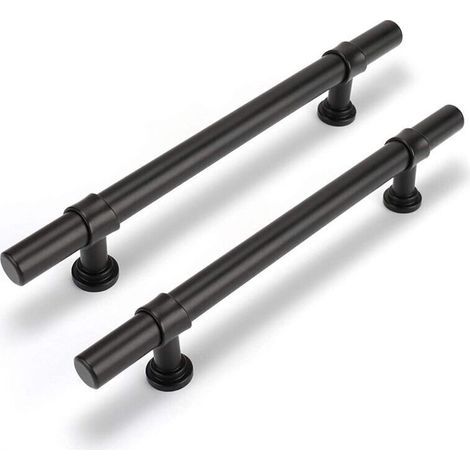 Poignées d'armoire de salle de bain noires, lot de 2 160 mm, poignées de porte d'armoire de style minimaliste moderne (1/4)