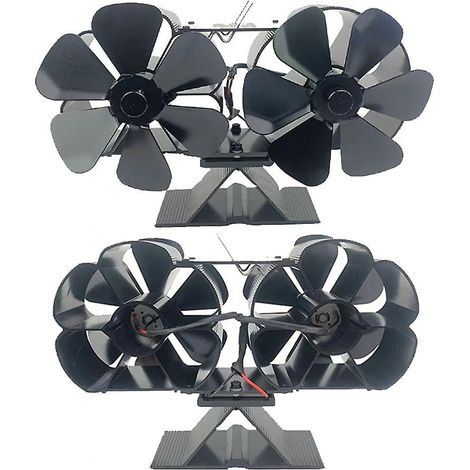 Kaminofenventilator mit Wärmeantrieb, zwei leisen Motoren, 6 Flügel, nicht elektrisch, wärmeaktiviert