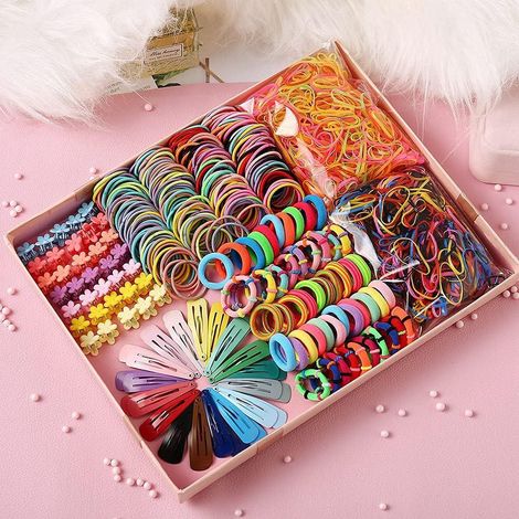 Lot de 780 Accessoires Cheveux Bébé Fille Petites Pinces à Cheveux Nœuds Barrettes Poussettes Épingles Ornements Tête Multicolore Clair